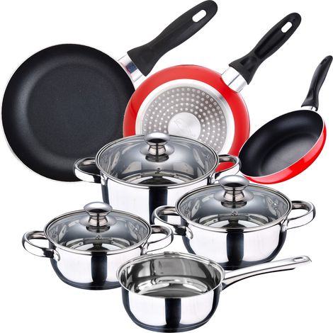 Batería de cocina 7 piezas SAN IGNACIO en acero inoxidable + Juego de 3 sartenes 16/20/24 cm SAN IGNACIO (1/5)