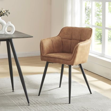 Chaise de salle à manger Birmingham simili-daim marron [en.casa] (1/5)