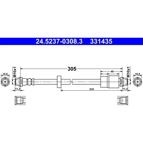 Flexible de frein ATE 24.5237-0308.3 AUDI 8E0 611 707 8E0 611 707 A