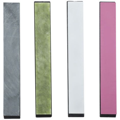 Ensemble de 4 pierres à aiguiser colorées avec base pour l'affûtage de couteaux à angle fixe