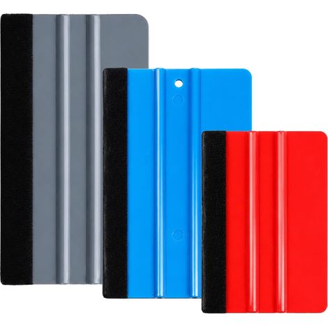 Lot de 3 raclettes en vinyle de 10,2 à 15,2 cm pour fenêtre - Outil d'installation pour décalcomanie, papier peint, accessoires universels de voiture (rouge, bleu, gris) (1/5)