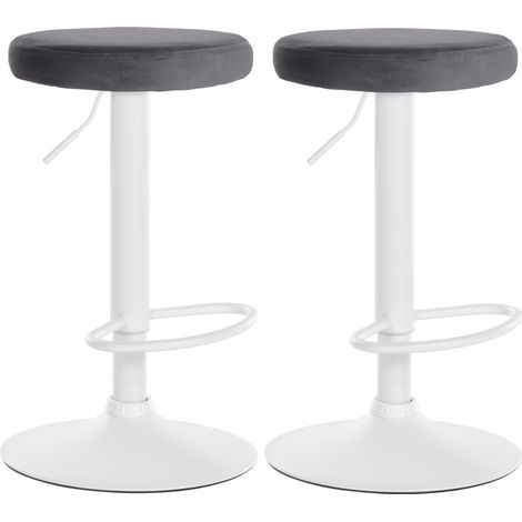 Set di 2 sgabelli da bar Ponte velvet grigio scuro Metallo bianco opaco