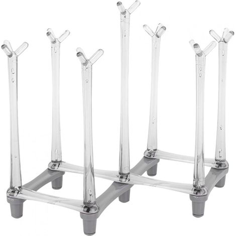 1 - Égouttoir à Tasses - Organisateur de Verres - Porte-Gobelet Rétractable pour Cuisine et Bureau - Gris Clair - 24x12,5x19,5cm (1/5)