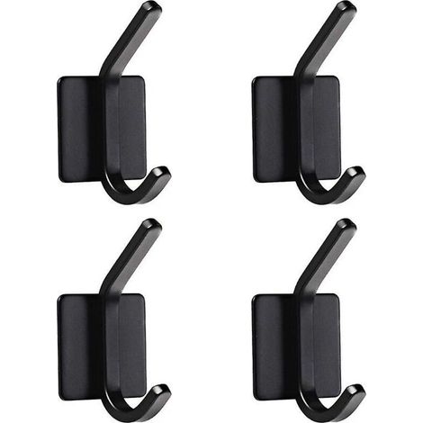 Pack de 4 crochets sans soudure simples pour la maison noire Stockage mural adhésif-Ensoleillé (1/4)
