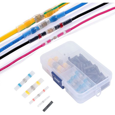 Set mit 100 Schrumpfverbindern (30 Lötklemmen + 70 Schrumpfschläuche 3,0 x 20 mm, Schrumpfverbinder für Drähte) (1/5)