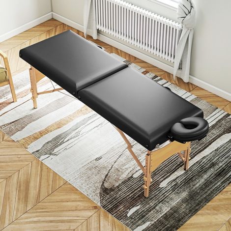 Höhenverstellbare klappbare Massageliege 215 x 70 cm, Kopfstütze, schwarz OKMYHOME (1/5)