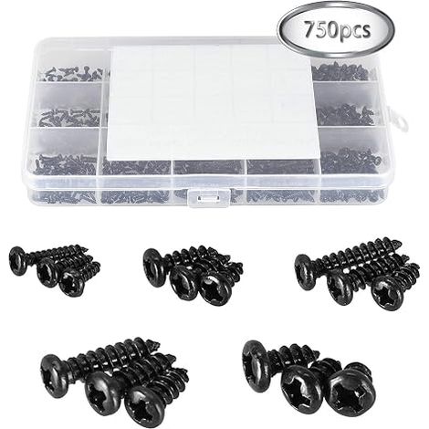 Petites Vis Cruciformes à Tête Ronde,Mini Vis Autotaraudeuse Types M1,7 M2 M2,3 M2,5 M3 Noir - Micro Vis de Réparation électronique, pour Téléphones Lunettes Montre. (1/4)