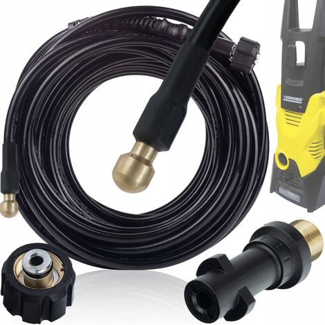 HydroClean ProFlex 30M - Manguera de limpieza de tuber铆as de 1/4" y 155 bar con boquilla de lat贸n y adaptador de bayoneta Karcher  Conexiones M22 x 1,5 (14/15 mm)  Presi贸n m谩xima: 529 bar 
