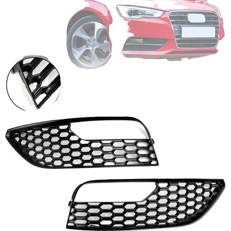 Cubierta para faro antiniebla delantero, compatible con Audi A3 2012-2016, material plástico, color negro brillante, ajuste directo, incluye 2 piezas. (1/5)
