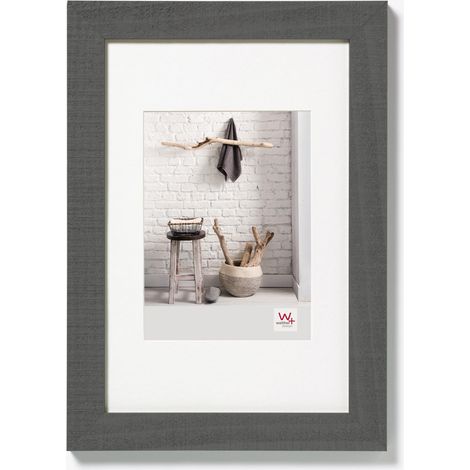 Cadre Photo Gris 10 x 15 cm avec Passe-Partout, Cadre en Bois HO015D (1/5)