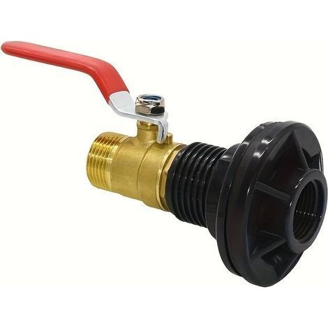 PVC-Durchführungsset mit Messing-Kugelhahn – 1/2" DN15-Adapter für Regentonnen, Aquarien und Tanks (1/5)