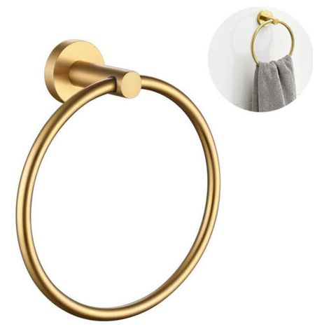 Anneau porte-serviettes Porte-serviettes Finition polie en acier inoxydable (or, fond rond)-- (1/5)
