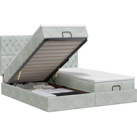 Maison Exclusive - Letto ottomano con materasso 2 pz Grigio Chiaro Velluto (1/5)