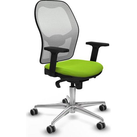 Jorquera sincro malla blanca similpiel pistacho brazos 2D base aluminio ruedas 65mm engomada (1/5)