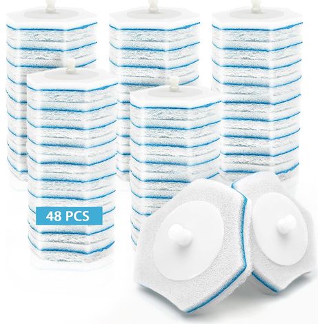 Brosse WC Jetable Recharge 48 - Pack, Bath Scrub Stick Remplacement Cleaner Pad pour Lavabo Baignoire Piscine Lavabo Vadrouille (1/5)