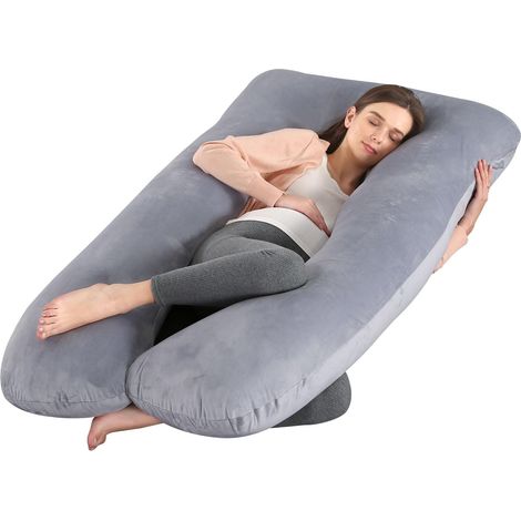 Coussin de Grossesse pour Dormir - Coussin d'Allaitement en Forme de U, Coussin Maternité et Coussin Grossesse Oreiller avec Housse en Velours Amovible, Soutien pour Le Dos, Les Hanches, Les Jambes (1/5)