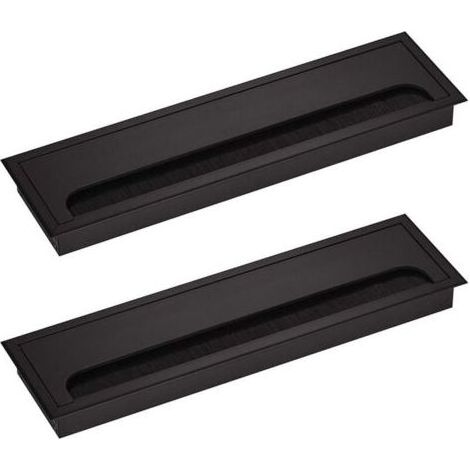 Passe-Câble pour Bureau Rectangulaire 80x 275mm Passe-Câble Presse-étoupe pour Table de Bureau Meubles de Maison CABLE Aluminium Noir Anodisé Carré 2 Pièces (1/3)