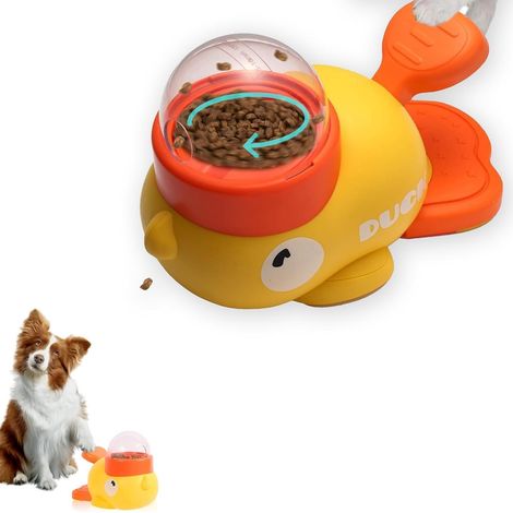 Jouet Distributeur de Friandises pour Chien et Chat, Jouet d'Occupation Interactif Anti-Ennui, Distributeur de Croquettes en Forme de Canard (1/5)
