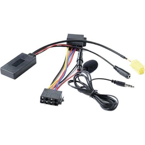 adaptateur audio bluetooth 6 broches pour voiture avec microphone mains libres et cable aux compatible avec smart 159 451