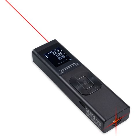 Télémètre Laser 3 en 1 avec Niveau Laser Ligne Croisée, Capteur d'Angle Électrique et Écran LCD Rétroéclairé, Mesure Distance, Surface, Volume et Pythagore (1/2)