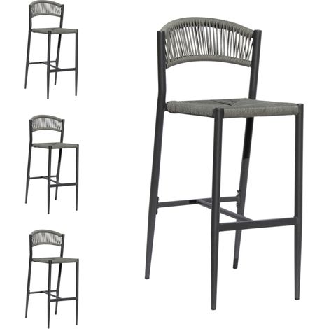 Set 4 Sgabelli Alti per Bar, Ristoranti ,Giardino in Alluminio Colore Grigio (1/4)