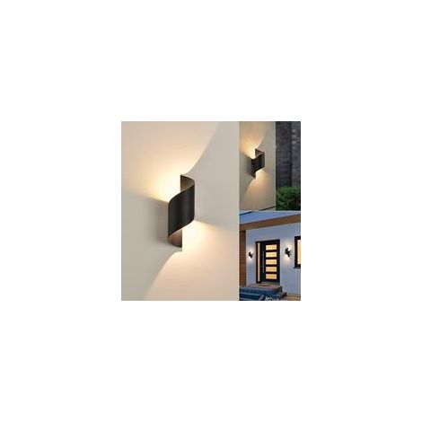 LED Applique Murale intérieur/Extérieur,10W 3000K blanc chaud Lampe,Moderne Up Down Luminaire,Éclairage Etanche IP65,Spirale Métal pour Bar,Chambre à Coucher,Noir