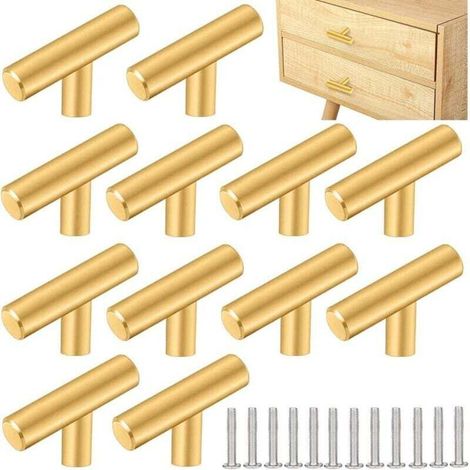 [MAI UTILIZZATO]12 maniglie per mobili a forma di T in acciaio inox color argento, 50 mm, per cassetti di mobili da cucina (1/4)