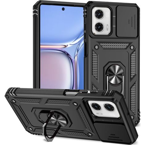 Robusta custodia protettiva per Motorola Moto G Play 4G 2024, dotata di copriobiettivo scorrevole, cornice in TPU con supporto e protezione antiurto di livello militare. (1/2)