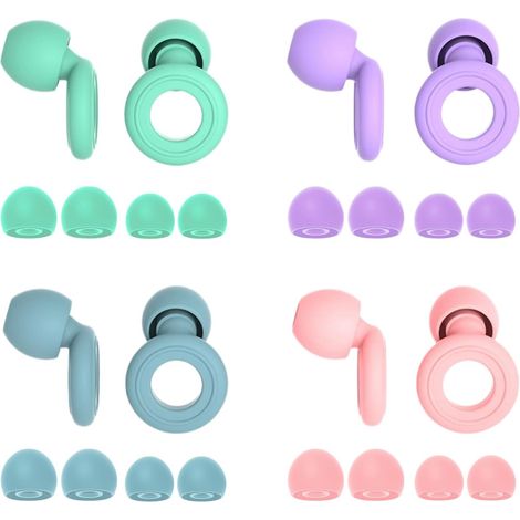 4 Paires Bouchon d'Oreille en Silicone Réutilisables pour Dormir, 28 dB (SNR) Bloquer Le Bruit Des Ronflements Bouchons d'Oreilles Protection Auditive pour Position Latéraux Concerts Voyages (1/5)