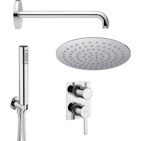 Set doccia Sunset Jacuzzi Rubinetteria completo di braccio soffione ultrapiatto 20 cm doccetta e incasso doccia con deviatore (1/5)