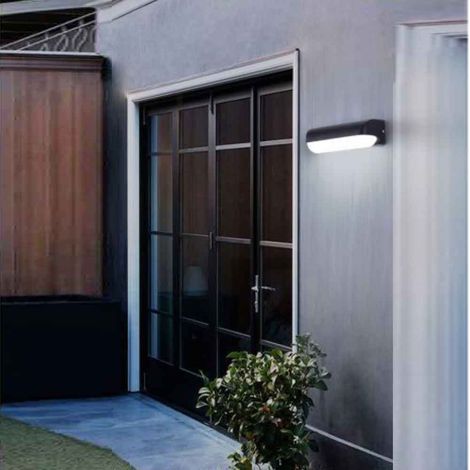 Applique lampada led per esterno 12 watt plafoniera per balconi terrazzi nera luce bianca fredda 6500k IP65 (1/5)