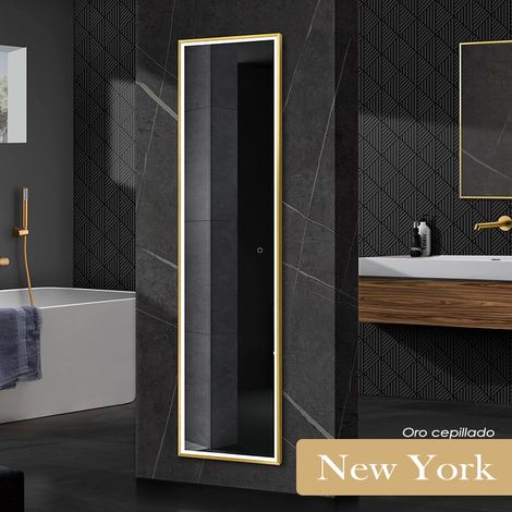 Espejo Led Rectangular Frontal Oro cepillado Nueva York Para Baños Modernos - LEDIMEX (1/2)