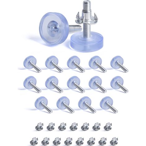 16 pcs M6 Transparent Pied Réglables à Base Ronde, Pied Vérin de Nivellement, Pied Meuble de Mise à Niveau avec Écrou à Griffes, Pied Caoutchouc pour Table, Chaise, Armoire (1/5)