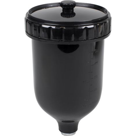 Sealey PC02 UV Paint Spray Gun Pot with Brass Fitting 600ml - Black (1/3)