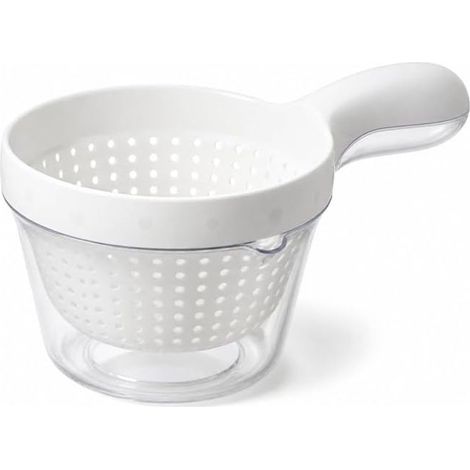 GDHZS-  2pièces Passoire de cuisine-Bol à fruits et légumes-Petit panier à tamis 2 en 1 en plastique à double couche pour pâtes,spaghetti,baies,salades,Blanc (1/5)