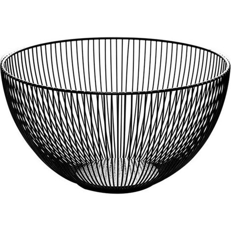 Panier à fruits en fil métallique rond, design élégant noir – idéal pour fruits, légumes, pains, collations et ustensiles de cuisine sur plan de travail (1/5)
