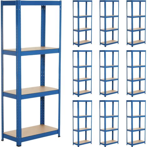 MegaPack 10 Scaffalature modulari in metallo con 4 ripiani ciascuna, portata 240 kg, dimensioni 60x30x148 cm, Thinia Home