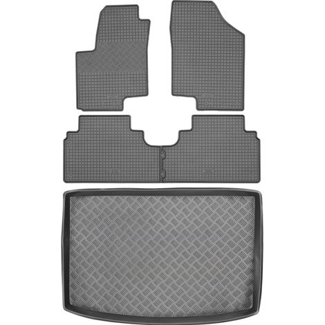 Set di tappetini in gomma per auto e tappetino per bagagliaio per Hyundai ix20 Minivan dal 2010 al 2018.