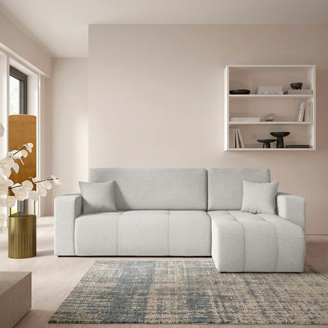 Wendbares 3-Sitzer-Ecksofa mit Stauraum umbaubar zum Bett Vasco Hellgrau (1/5)