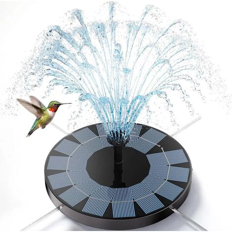 Fontaine à oiseaux de 2,5 watts avec 8 buses et 4 mélangeurs, adaptée aux jardins, bassins et piscines. (1/5)