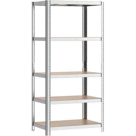 Wiltec Scaffale per carichi pesanti zincato 174x75x30cm 875 kg Sistema a incastro Acciaio 5 ripiani