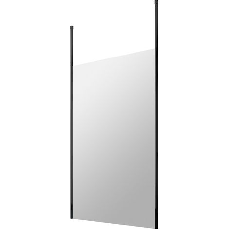 Balterley Ellerton Contemporary Bathroom 8mm Glass Profile Wetroom Screen with Ceiling Posts, Matt Black, 1950 x 1200 x 14mm