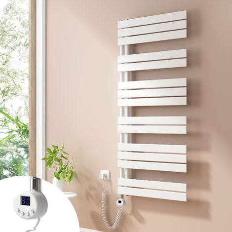 Heilmetz Badheizkörper Elektrisch Heizkörper mit Heizstab, Handtuchtrockner mit Temperaturgeregelte Heizstäbe, 140x60cm Weiß