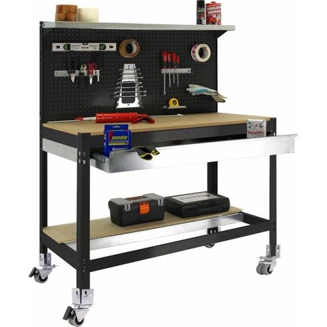 Mesa de Trabajo SIMONWORK con Ruedas BT 3 box 900 antracita/madera (1/2)