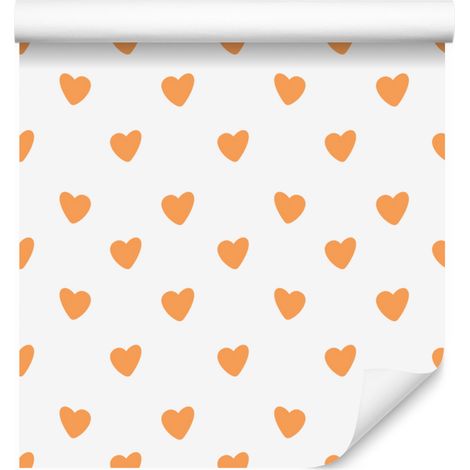 Carta da parati con cuori bianchi, color pesca e crema 50x1000 cm (1/5)