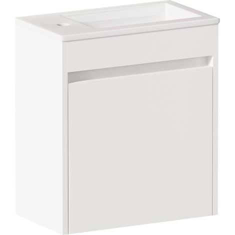 Mobile bagno bianco da 46 cm con lavabo integrato e porta con chiusura ammortizzata (1/5)