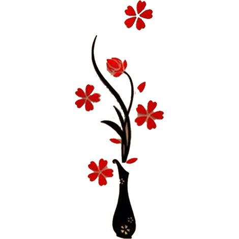 Vase Murale 3D - Autocollant Décoratif en Acrylique Transparent - Pour Mur Lisse, Verre ou Meuble - 1 Pièce (1/5)