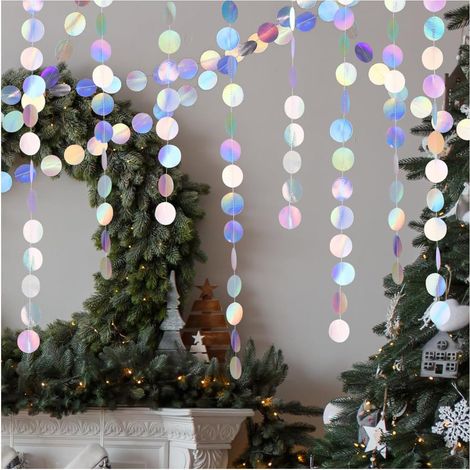 Papiergirlande – 3-teilig – Holografischer Glitzer – Runde Festtagsdekoration – Hochzeit, Geburtstag, Weihnachten – 4 Meter (1/5)