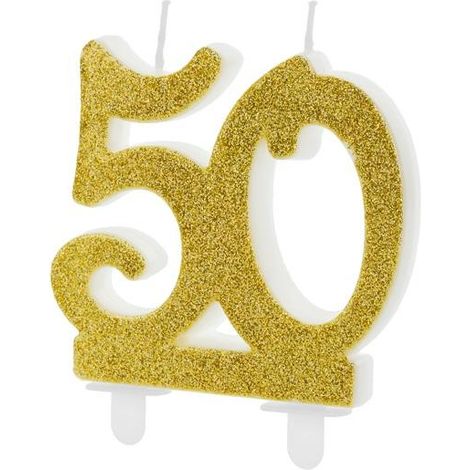 Candela di compleanno '50', cinquanta, oro, 7,5 cm