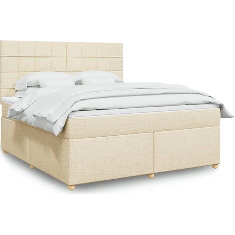 Boxspringbett mit Matratze Creme 180x200 cm Stoff (1/5)